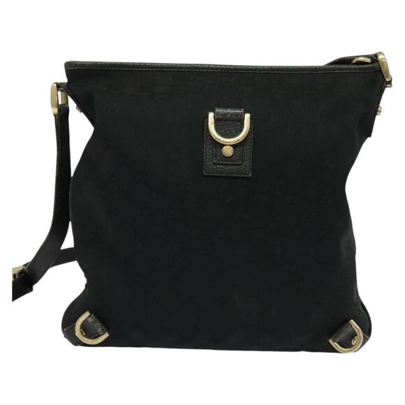 GUCCI GG Canvas Abbey Shoulder Bag Black Gold - Picture 2 of 12